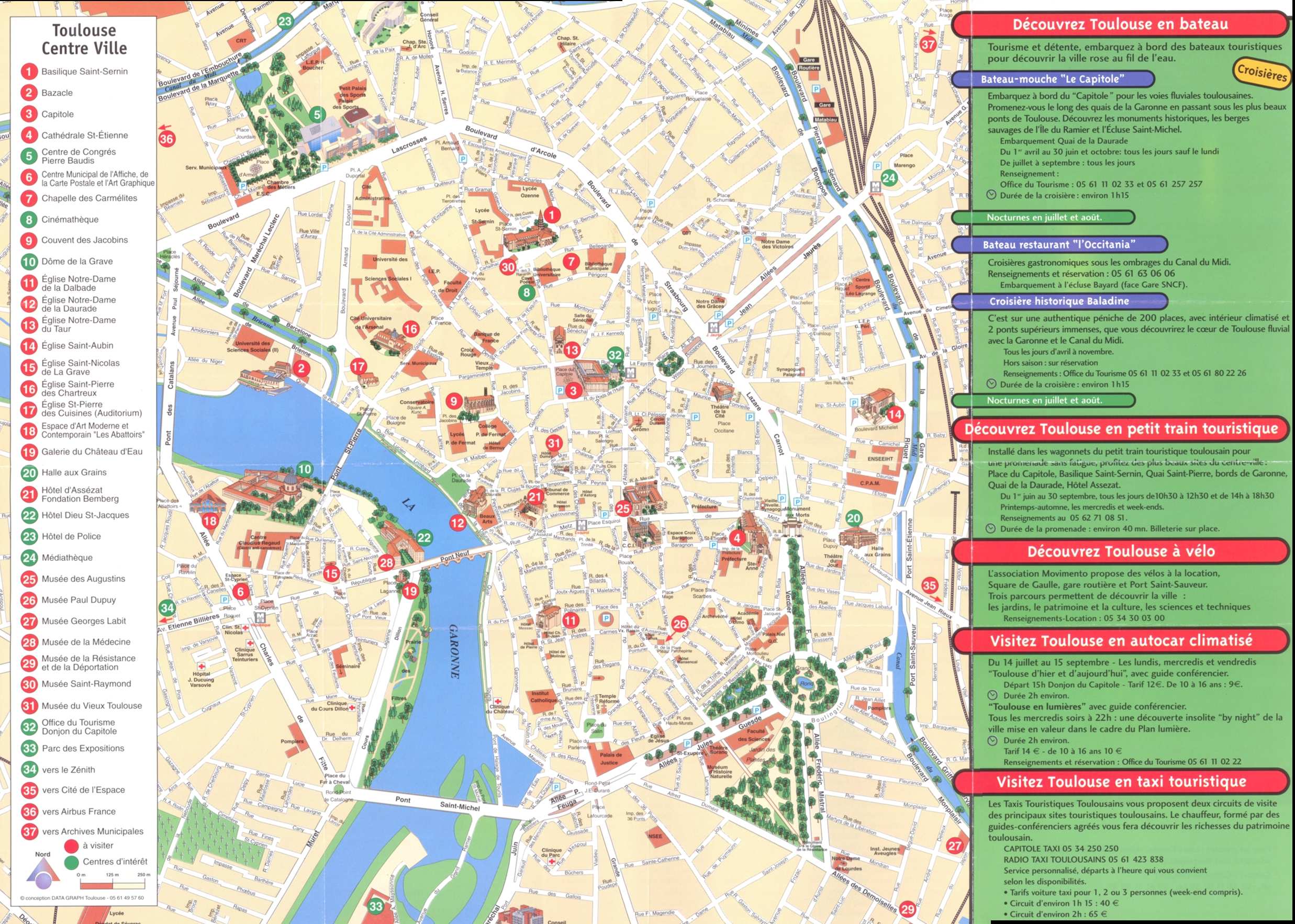 Toulouse mapa del centro - Francia